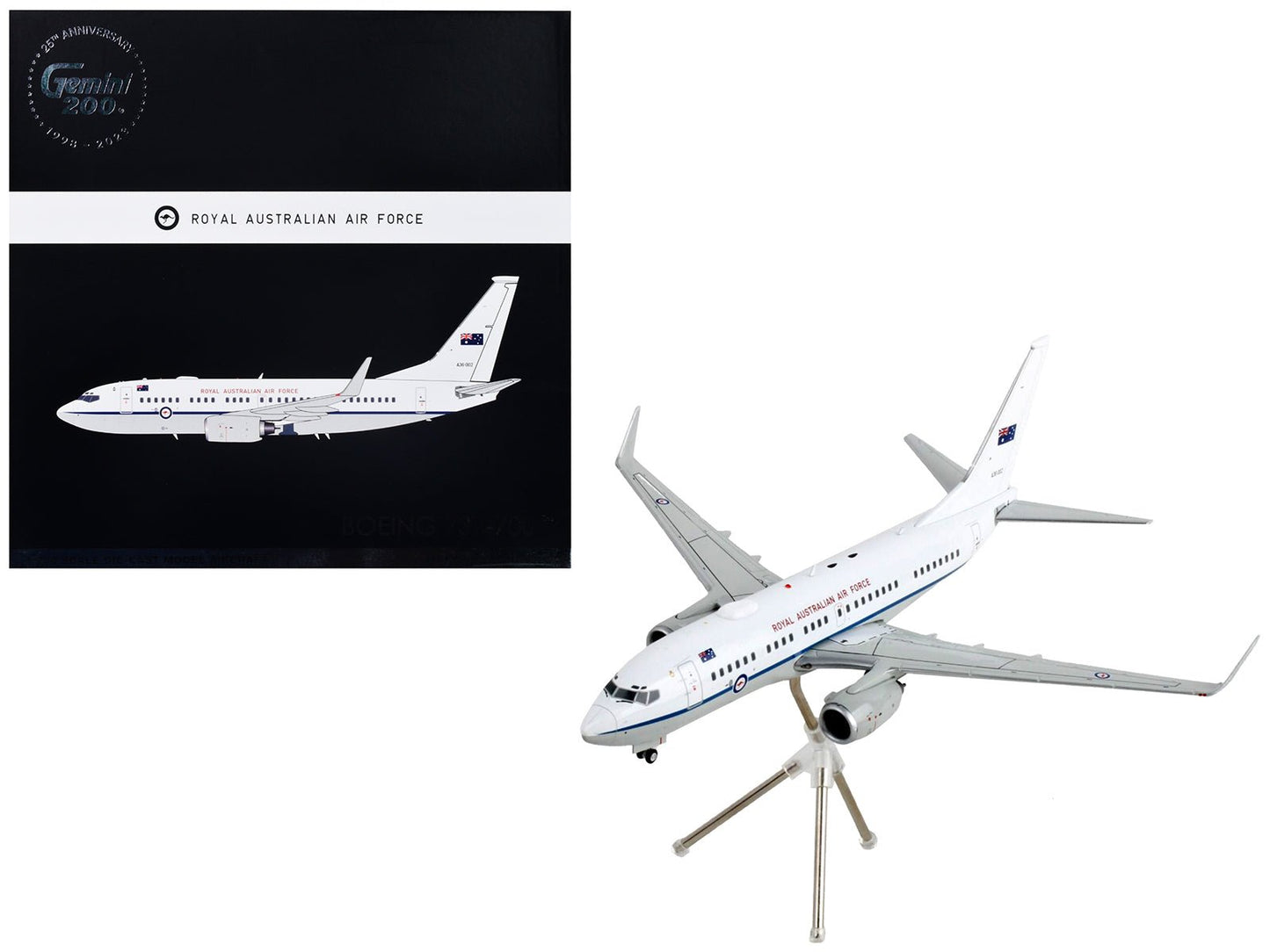 Boeing 737-700 Transport Aircraft "Royal Australian Air Force - A36-002" White and Gray "Gemini 200" Series 1/200 Diecast Model Airplane by GeminiJets free shipping USA