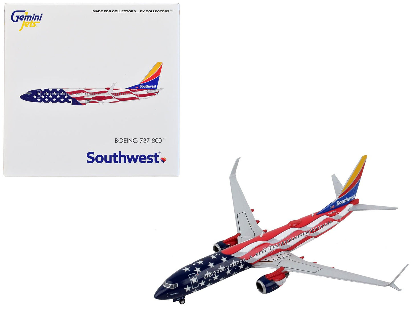 Boeing 737-800 Commercial Aircraft "Southwest Airlines - Freedom One" United States Flag Livery 1/400 Diecast Model Airplane by GeminiJets free shipping USA