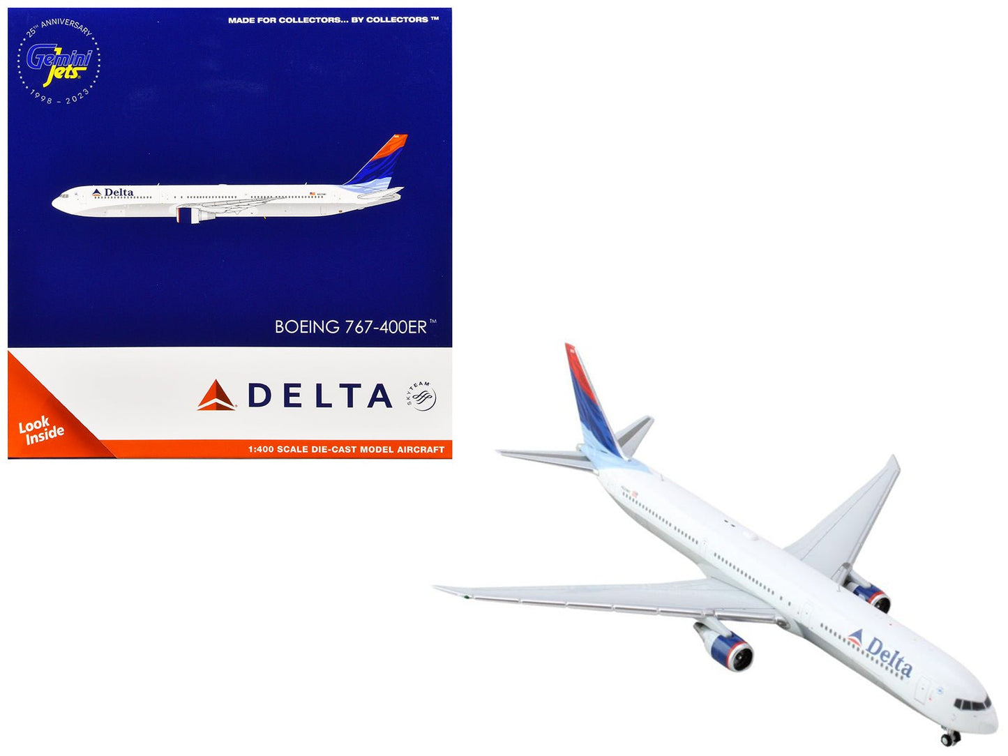 Boeing 767-400ER Commercial Aircraft "Delta Air Lines" (N829MH) White with Red and Blue Tail 1/400 Diecast Model Airplane by GeminiJets free shipping USA