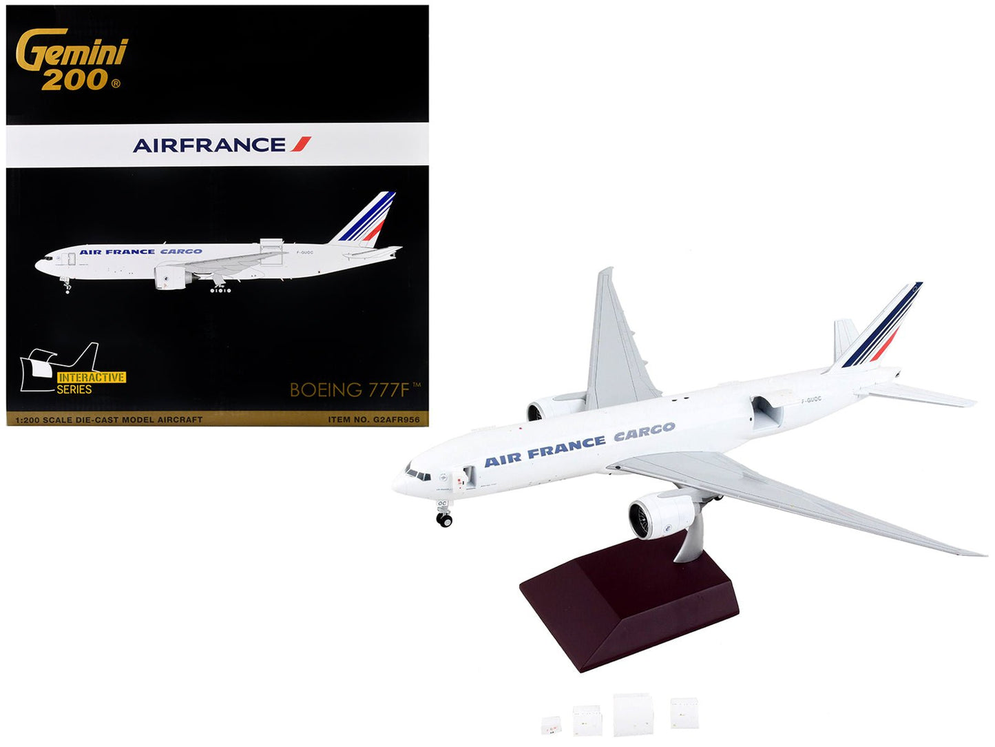 Boeing 777F Commercial Aircraft "Air France Cargo" White with Striped Tail "Gemini 200 - Interactive" Series 1/200 Diecast Model Airplane by GeminiJets free shipping USA
