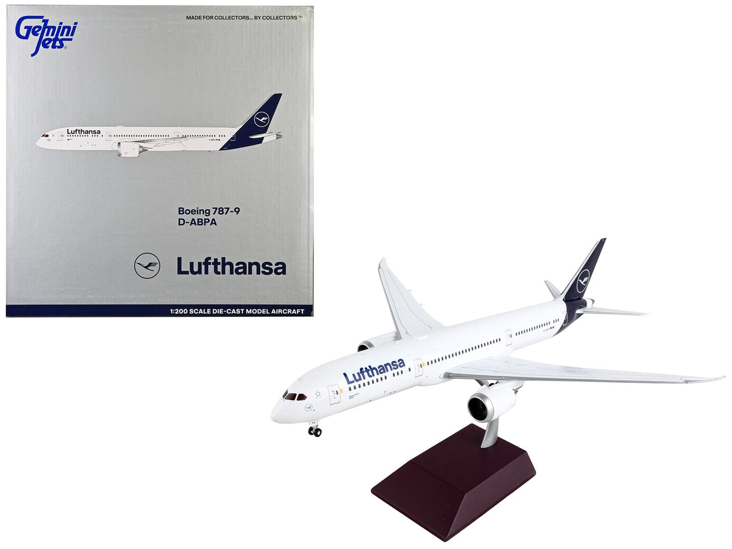 Boeing 787-9 Commercial Aircraft "Lufthansa" White with Blue Tail "Gemini 200" Series 1/200 Diecast Model Airplane by GeminiJets free shipping USA