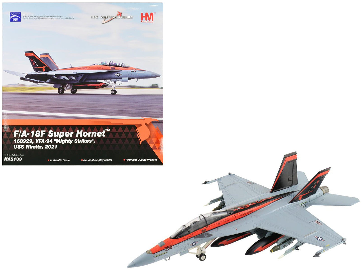 Boeing F/A-18F Super Hornet Fighter Aircraft "VFA-94 'Mighty Strikes' USS Nimitz" (2021) United States Navy "Air Power Series" 1/72 Diecast Model by Hobby Master free shipping USA