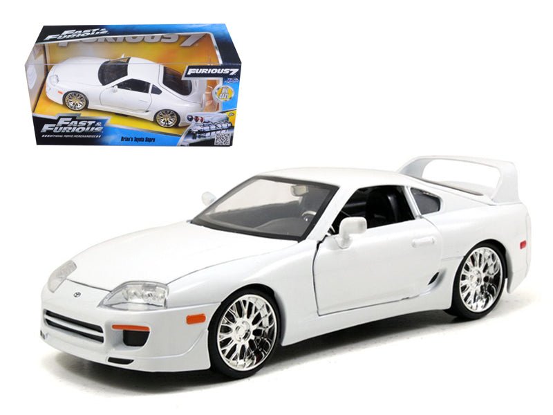 Brian's Toyota Supra White "Fast & Furious" Movie 1/24 Diecast Model Car by Jada free shipping USA