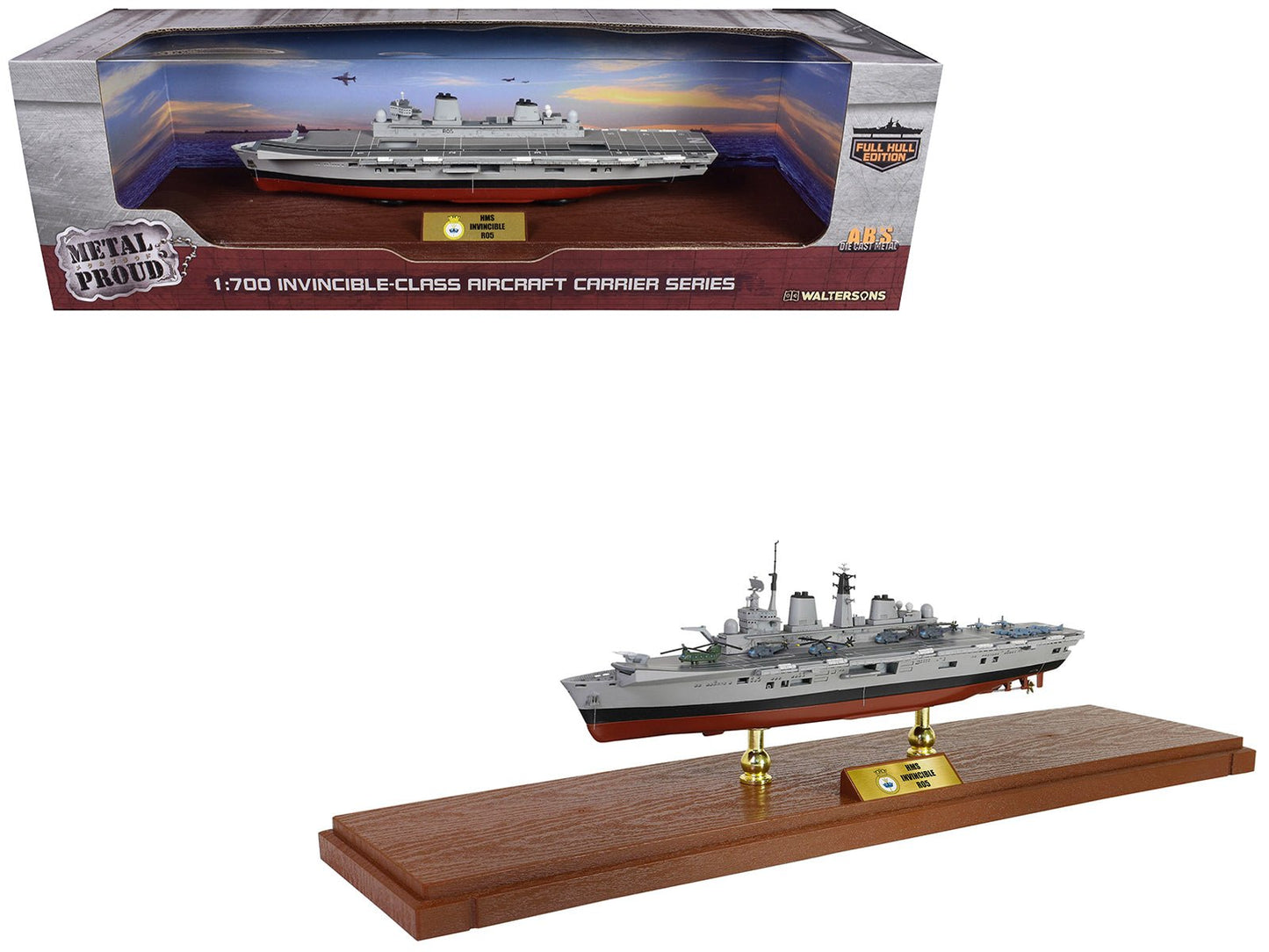 British HMS Invincible (R05) Aircraft Carrier Full-Hull Edition "Falklands War" (1982) British Royal Navy "Battleship" Series 1/700 Diecast Model by Metal Proud free shipping USA