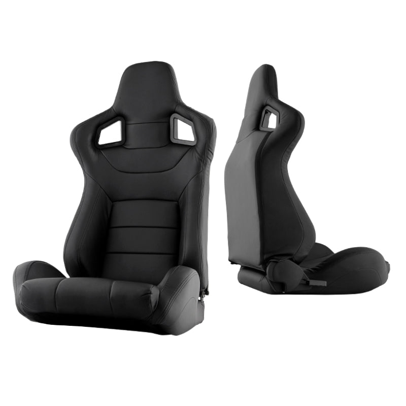 SPYDER Xtune Scs Style Racing Seat Pu (Double Slider) Black/Black Passenger Side RST-SCS-01-BK-PA 9933868