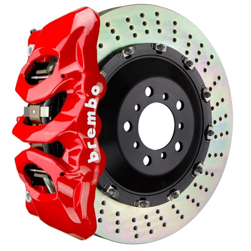 Brembo 25+ BMW X3 30 xDrive/BMW X3 M50 xDrive Fr GT BBK 6 Piston Cast 405x34 2pc Rotor Drilled - Red 1T1.9513A2