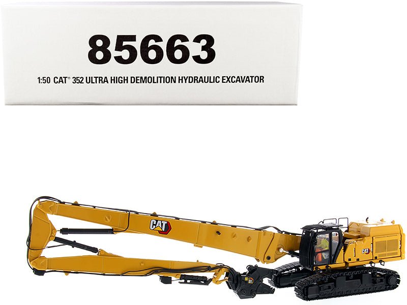 CAT Caterpillar 352 Ultra High Demolition Hydraulic Excavator with Operator and Two Interchangeable Booms "High Line Series" 1/50 Diecast Model by Diecast Masters free shipping USA