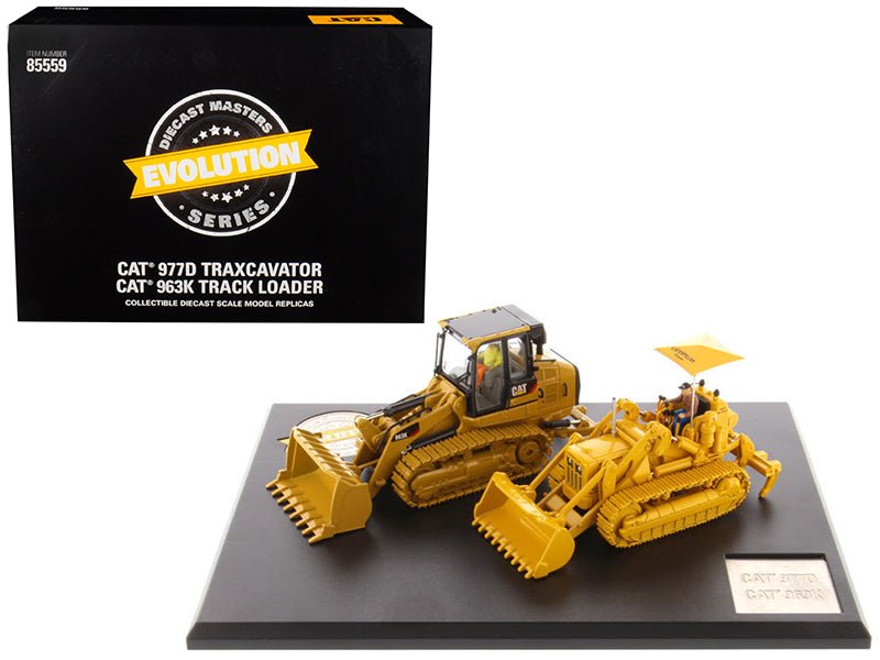 CAT Caterpillar 977D Traxcavator (Circa 1955-1960) and CAT Caterpillar 963K Track Loader (Current) with Operators "Evolution Series" 1/50 Diecast Models by Diecast Masters free shipping USA