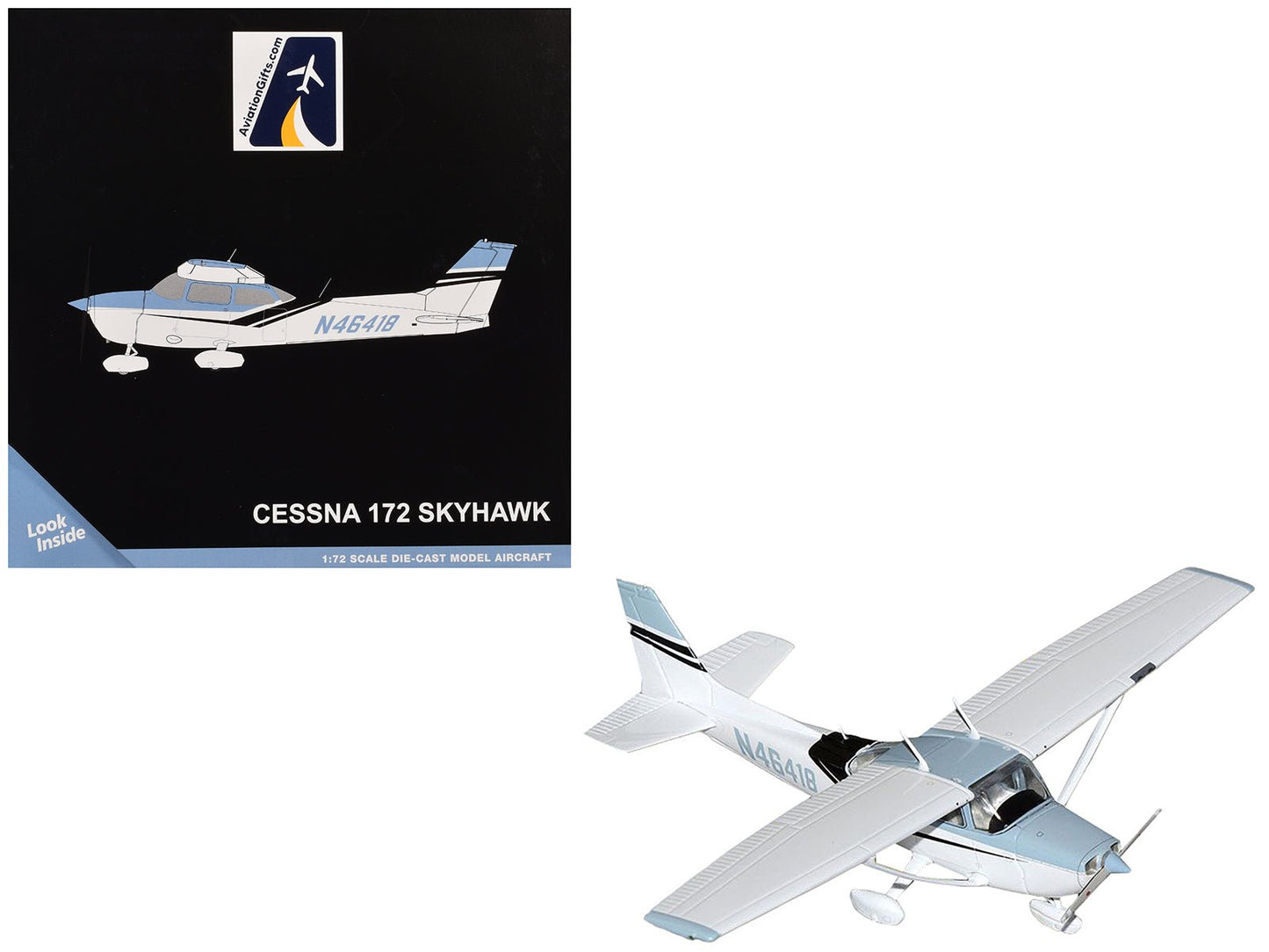 Cessna 172 Skyhawk Aircraft "N46418" Light Blue and White "Gemini General Aviation" Series 1/72 Diecast Model Airplane by GeminiJets free shipping USA