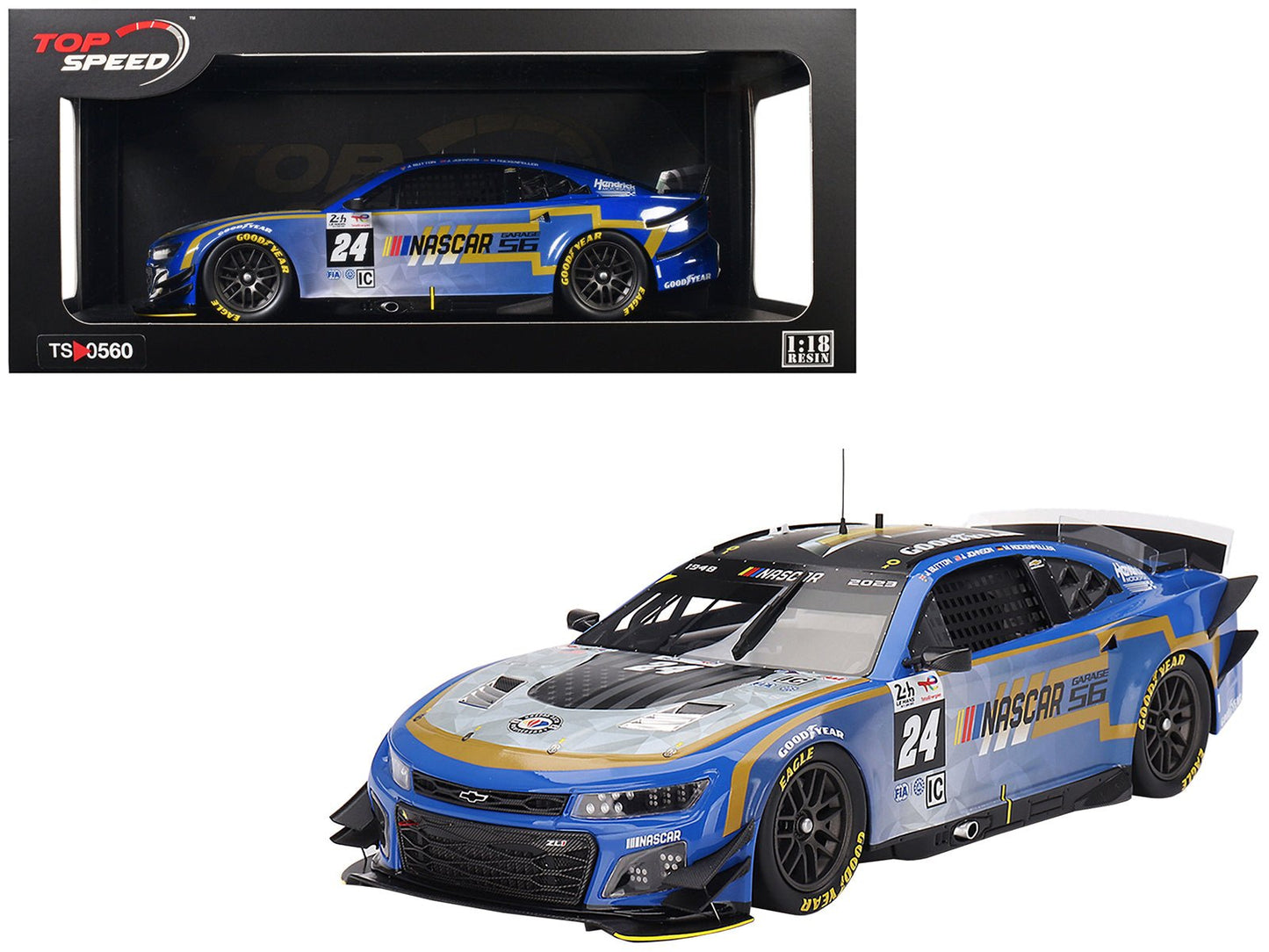 Chevrolet Camaro ZL1 #24 Jenson Button - Jimmie Johnson - Mike Rockenfeller "Hendrick Motorsports - NASCAR Next Gen Garage 56" Innovative "24 Hours of Le Mans" (2023) 1/18 Model Car by Top Speed free shipping USA