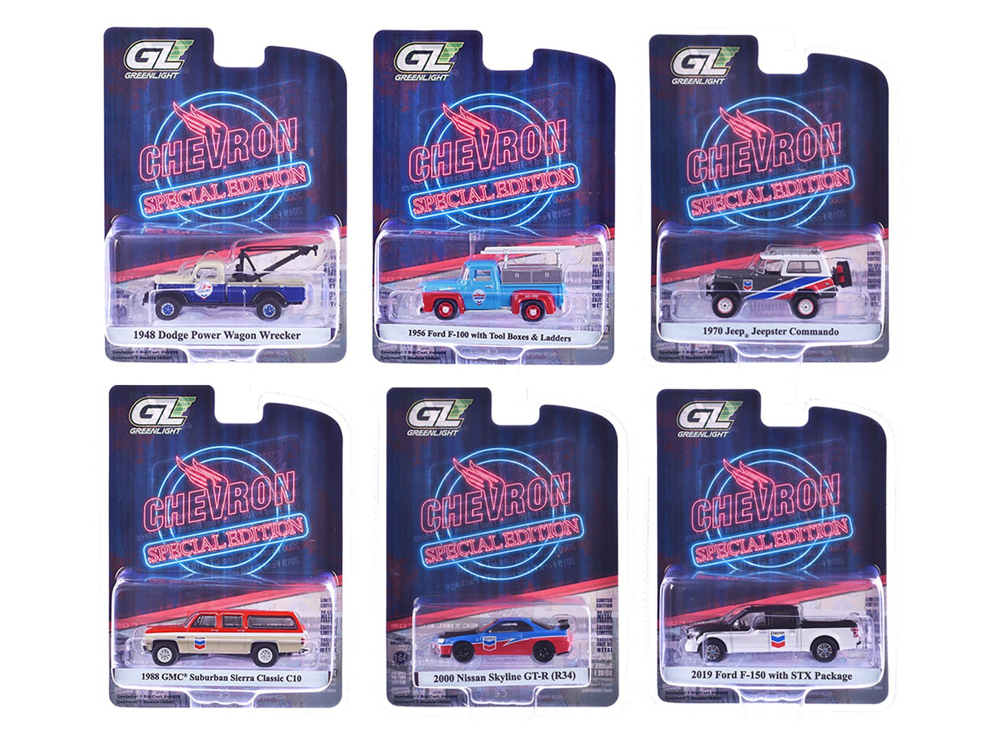 "Chevron Special Edition" Series 1 Set of 6 pieces 1/64 Diecast Model Cars by Greenlight free shipping USA