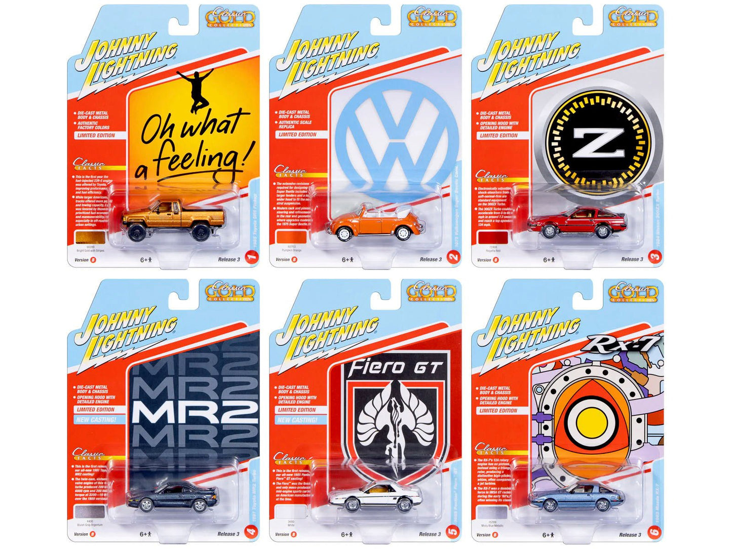 "Classic Gold Collection" 2026 Release 1 Set B of 6 Cars 1/64 Diecast Model Cars by Johnny Lightning free shipping USA
