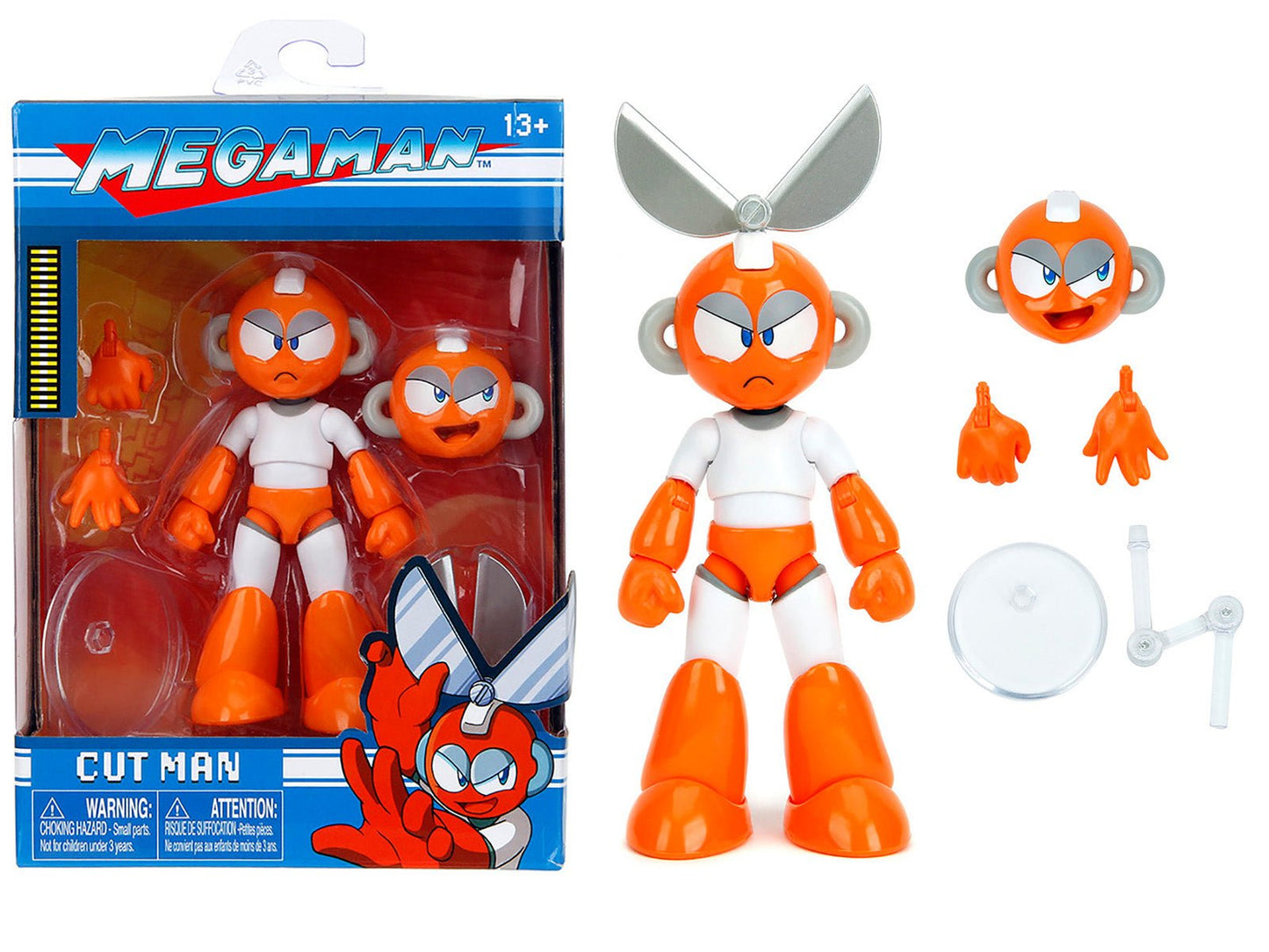 Cut Man 4.5" Moveable Figure with Accessories and Alternate Head and Hands "Mega Man" (1987) Video Game Model by Jada free shipping USA