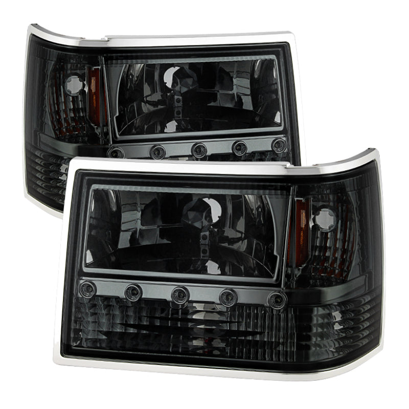 SPYDER Xtune Jeep Grand Cherokee 93-98 1Pc Crystal Headlights Smoke HD-ON-JGC93-1PC-LED-SM 5017673