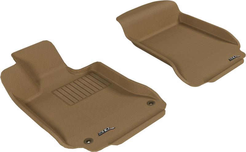 3D MAXpider 2008-2014 Mercedes-Benz C-Class W204 Kagu 1st Row Floormat - Tan L1MB00911502