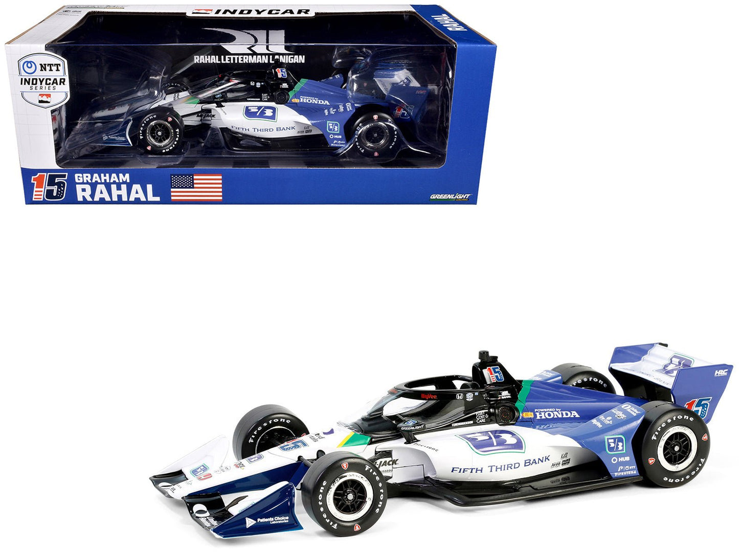 Dallara IndyCar #15 Graham Rahal "Fifth Third Bank" Rahal Letterman Lanigan Racing (Road Course Configuration) "NTT IndyCar Series" (2024) 1/18 Diecast Model Car by Greenlight free shipping USA