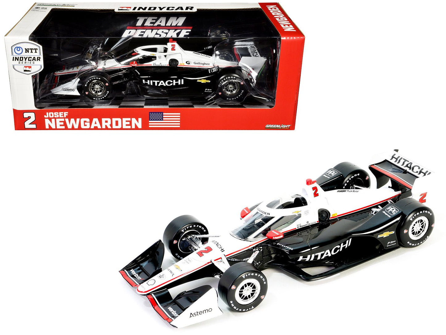 Dallara IndyCar #2 Josef Newgarden "Hitachi" Team Penske (Road Course Configuration) "NTT IndyCar Series" (2024) 1/18 Diecast Model Car by Greenlight free shipping USA
