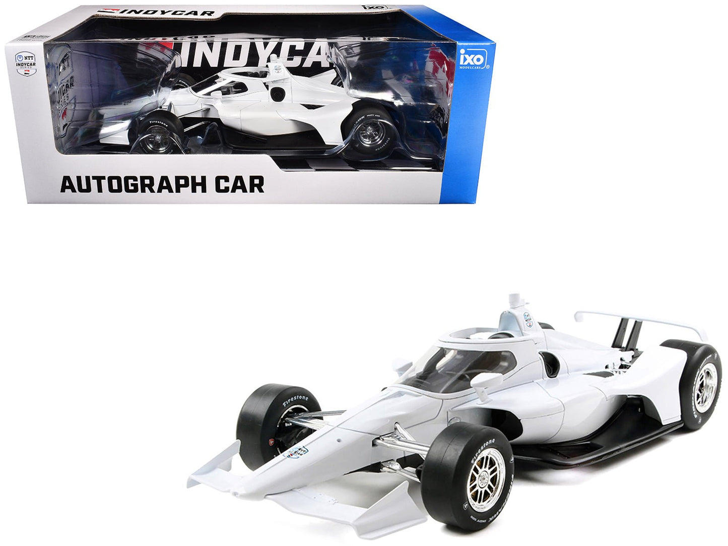 Dallara IndyCar Blank White "Autograph Car" (Super Speedway Configuration) "NTT IndyCar Series" 1/18 Diecast Model Car by IXO Models free shipping USA