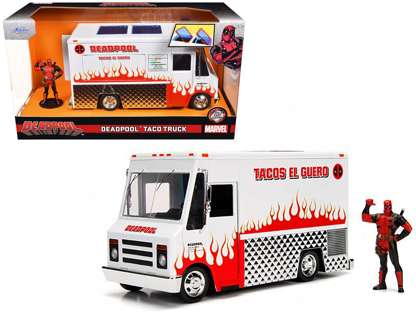 Deadpool Taco Truck with Deadpool Diecast Figurine "Marvel" Series 1/24 Diecast Model by Jada free shipping USA