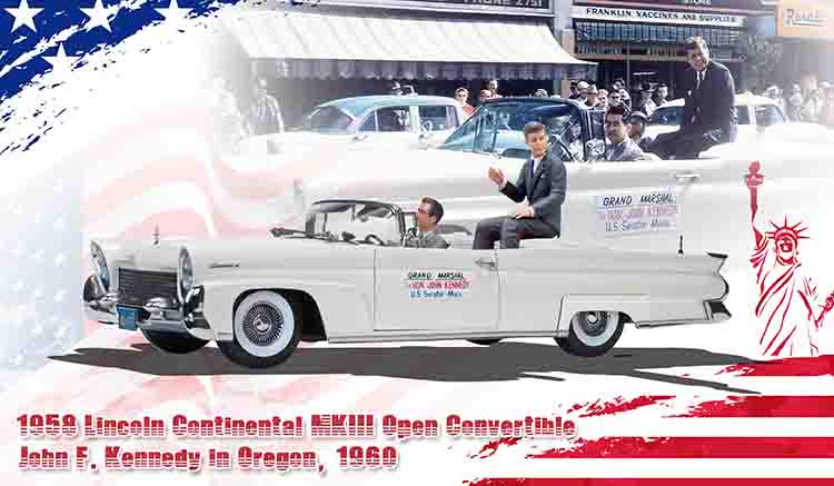 Sun-Star 1958 Lincoln Continental MKIII Open Convertible JFK in Oregon 1960 White 1:18