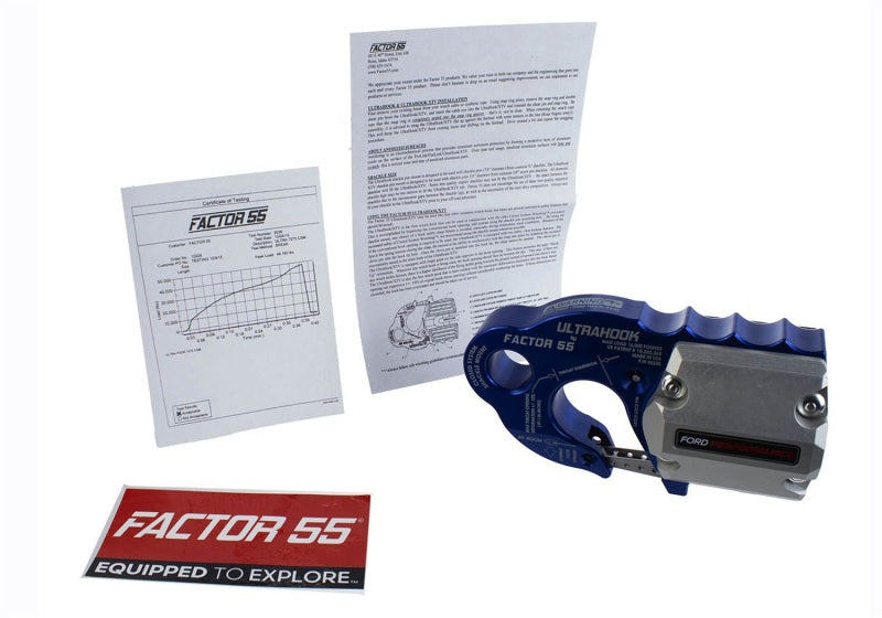 Ford Racing Factor 55 UltraHook w/Rope Guard - Blue M-1821-UHB