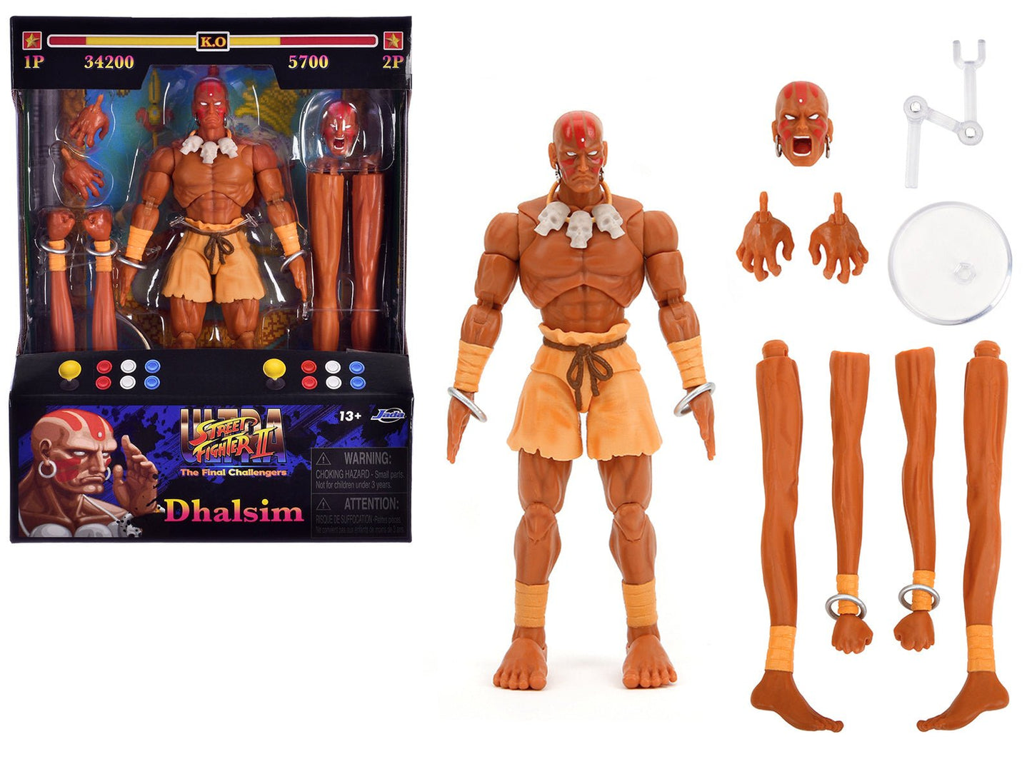 Dhalsim 6" Moveable Figure with Alternate Head and Limbs "Ultra Street Fighter II: The Final Challengers" (2017) Video Game Model by Jada free shipping USA