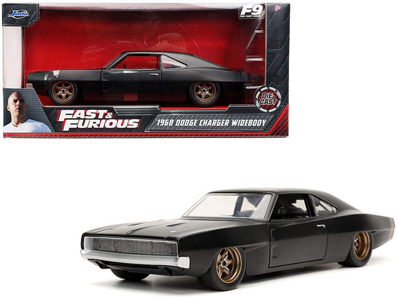 Dom's 1968 Dodge Charger Widebody Matt Black "Fast & Furious 9 F9" (2021) Movie 1/24 Diecast Model Car by Jada free shipping USA