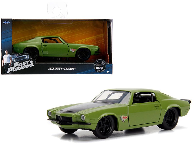 Dom's 1973 Chevrolet Camaro "F-Bomb" Matt Green with Black Hood Stripe "Fast & Furious" Movie 1/32 Diecast Model Car by Jada free shipping USA