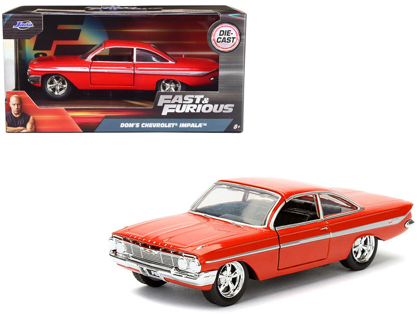 Dom's Chevrolet Impala Red Fast & Furious F8 "The Fate of the Furious" Movie 1/32 Diecast Model Car by Jada free shipping USA