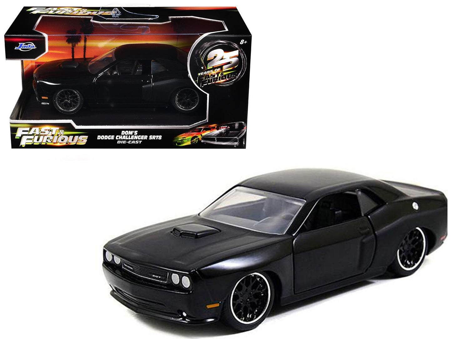 Dom's Dodge Challenger SRT8 Black "Fast & Furious" Movie 1/32 Diecast Model Car by Jada free shipping USA