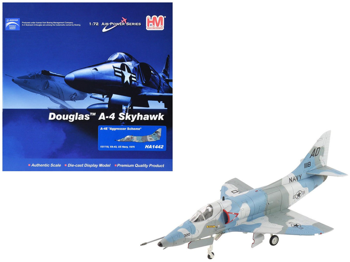 Douglas A-4E Skyhawk Aircraft "151118 Aggressor Scheme VA-43" (1975) United States Navy "Air Power Series" 1/72 Diecast Model by Hobby Master free shipping USA