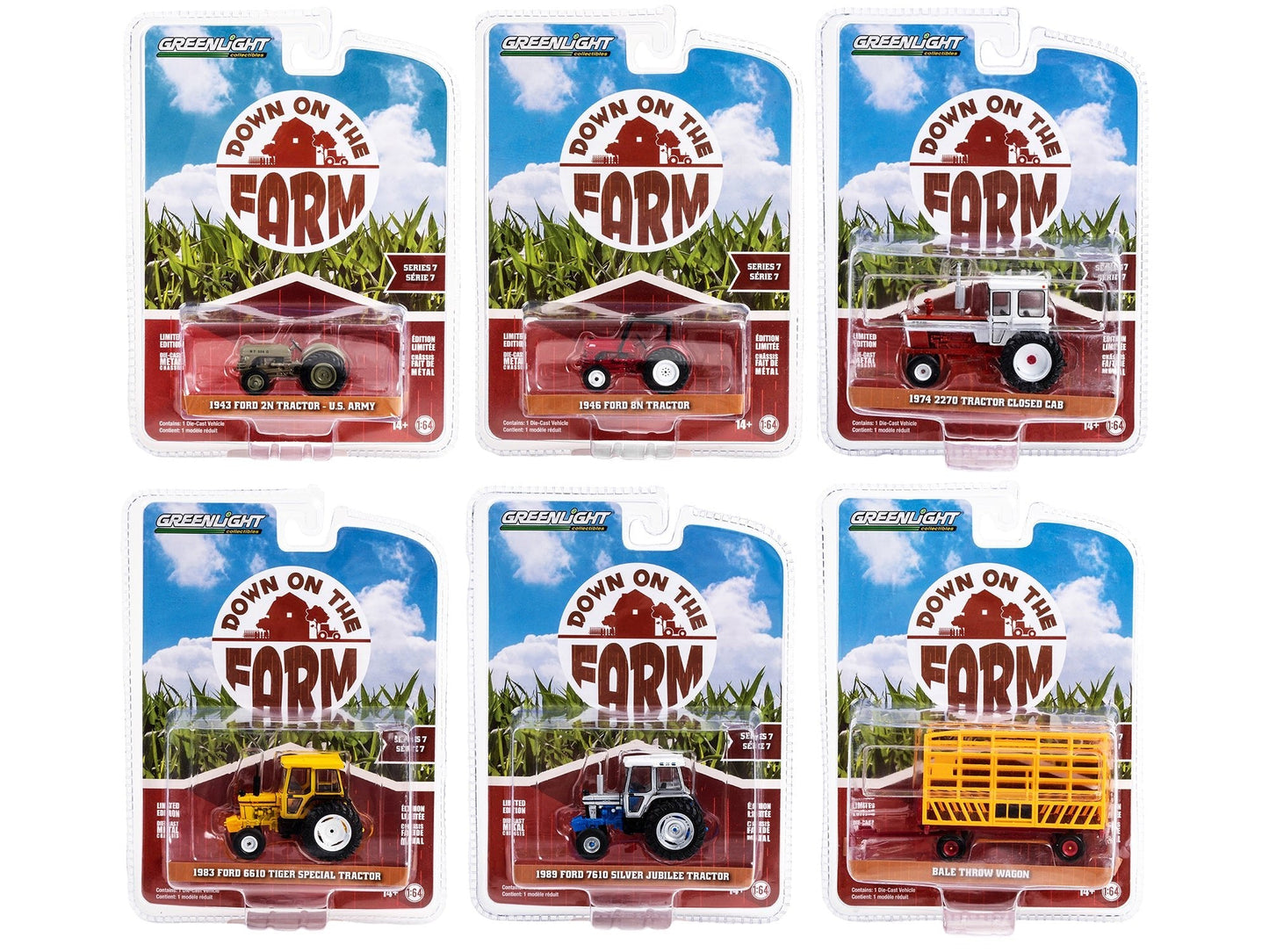 "Down on the Farm" Series Set of 6 pieces Release 7 1/64 Diecast Models by Greenlight free shipping USA