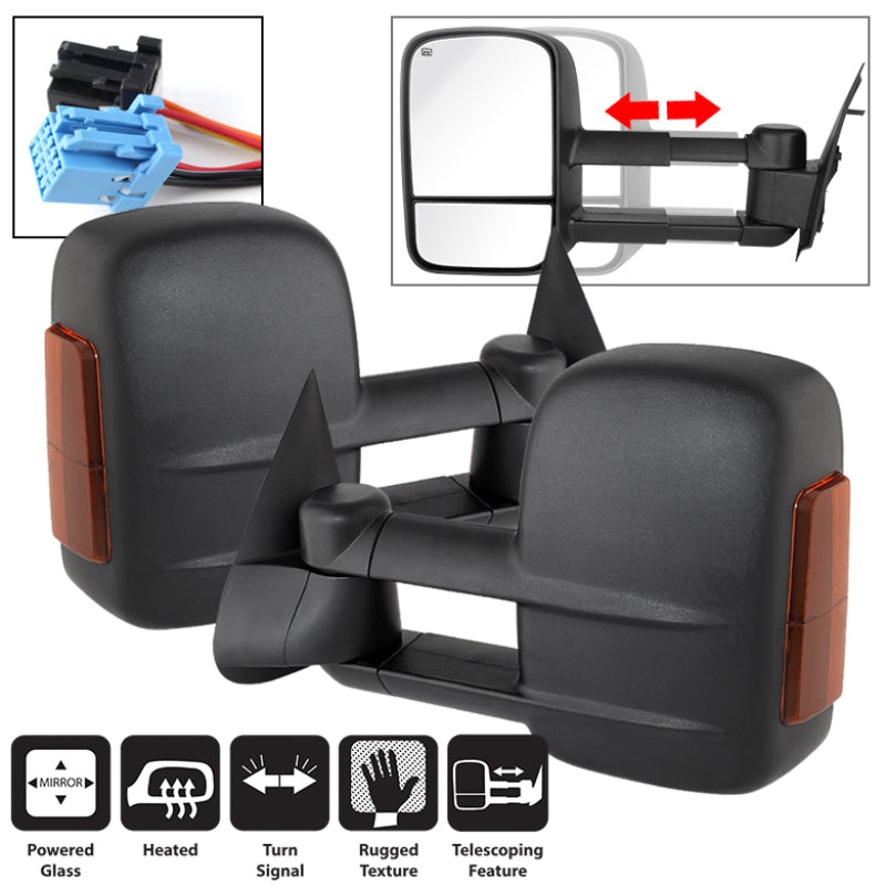 SPYDER Xtune Chevy Silverado 07-12 L&R Extendable Power Heated Adjust Mirror Amber MIR-CSIL07S-PW-AM-SET 9935718