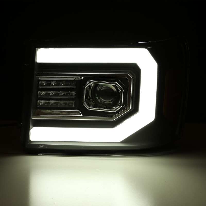 AlphaRex 07-13 GMC 1500HD PRO-Series Proj Headlights Plank Style Gloss Blk w/Activ Light/Seq Signal 880605 *Discontinued