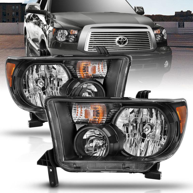 ANZO 2007-2013 Toyota Tundra Crystal Headlight Black Amber 111436