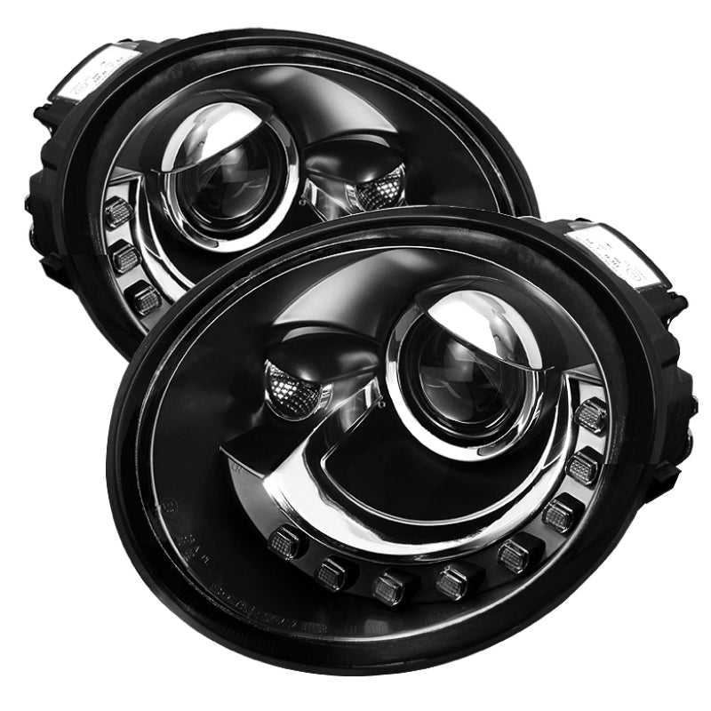 SPYDER Volkswagen Beetle 1998-2005 Projector Headlights DRL Black PRO-YD-VB98-DRL-BK 5080547
