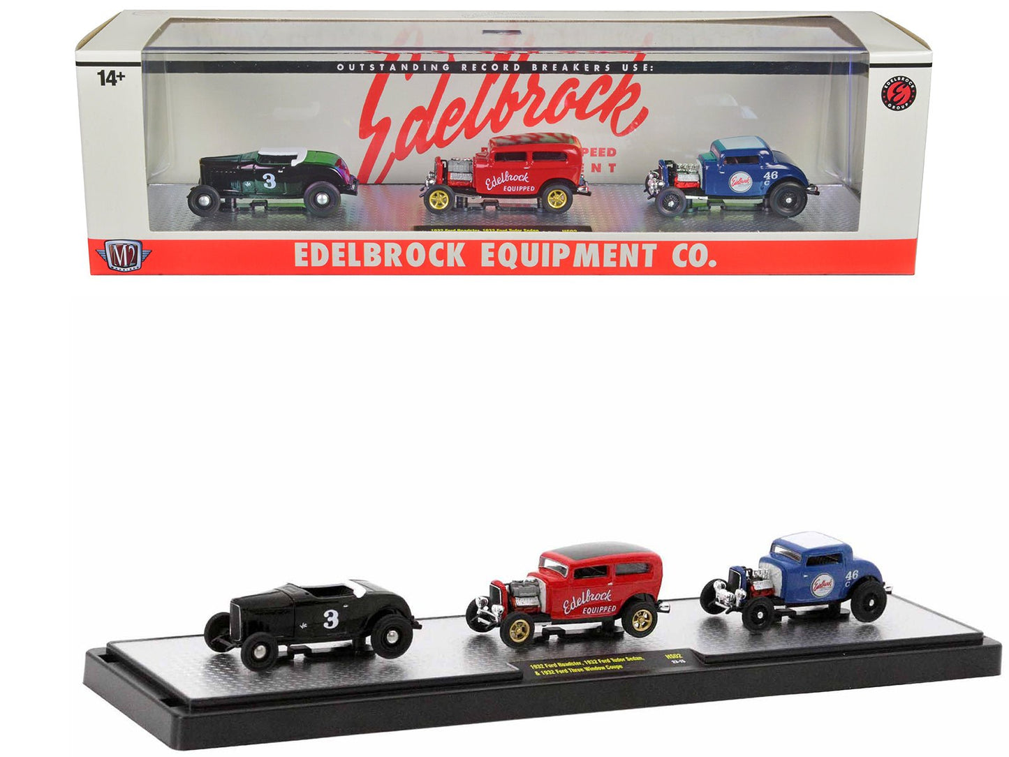 "Edelbrock Equipment Co." Set of 3 Pieces Limited Edition to 2750 pieces Worldwide 1/64 Diecast Models by M2 Machines free shipping USA