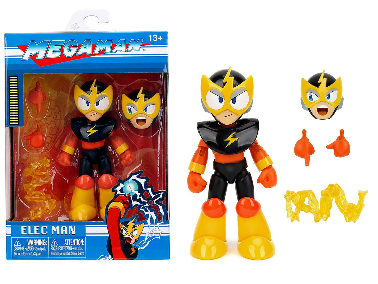 Elec Man 4.5" Moveable Figure with Accessories and Alternate Head and Hands "Mega Man" (1987) Video Game Model by Jada free shipping USA