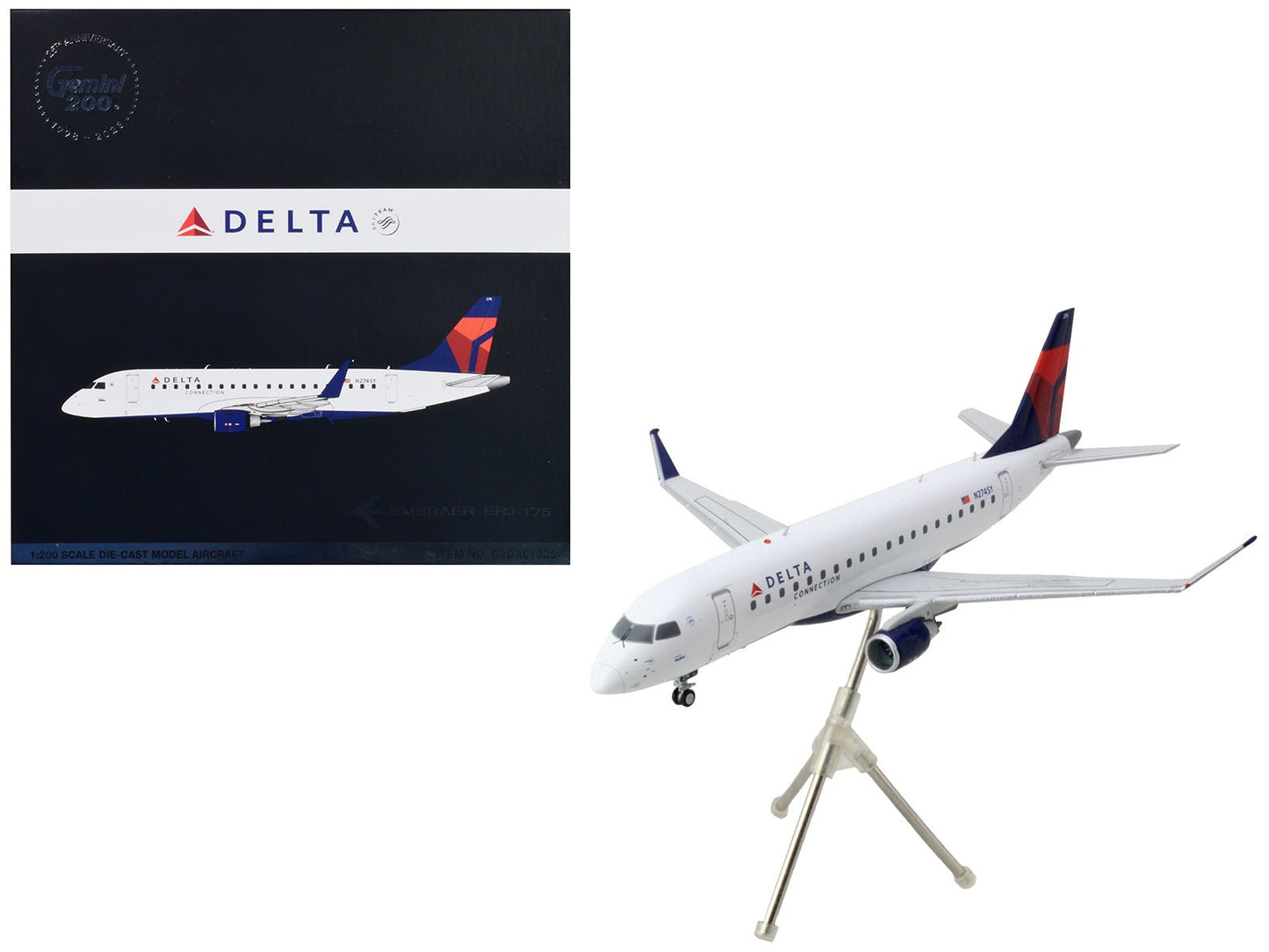 Embraer ERJ-175 Commercial Aircraft "Delta Connection" White with Blue and Red Tail "Gemini 200" Series 1/200 Diecast Model Airplane by GeminiJets free shipping USA