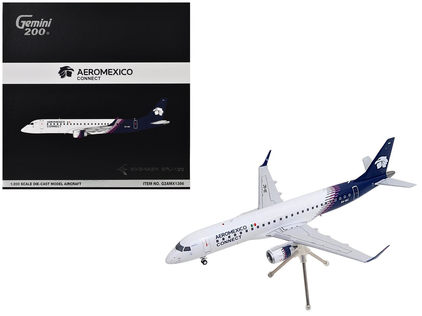 Embraer ERJ-190 Commercial Aircraft "Aeromexico Connect" (XA-IAC) White with Blue Tail "Gemini 200" Series 1/200 Diecast Model Airplane by GeminiJets free shipping USA