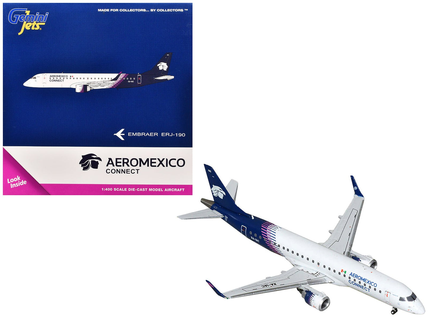 Embraer ERJ-190 Commercial Aircraft "Aeromexico Connect" (XA-IAC) White with Dark Blue Tail 1/400 Diecast Model Airplane by GeminiJets free shipping USA