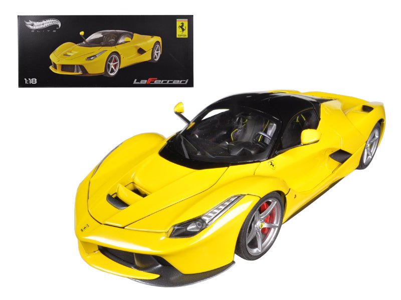 Ferrari LaFerrari F70 Hybrid Yellow with Black Top "Elite Edition" Series 1/18 Diecast Model Car by Hot Wheels free shipping USA