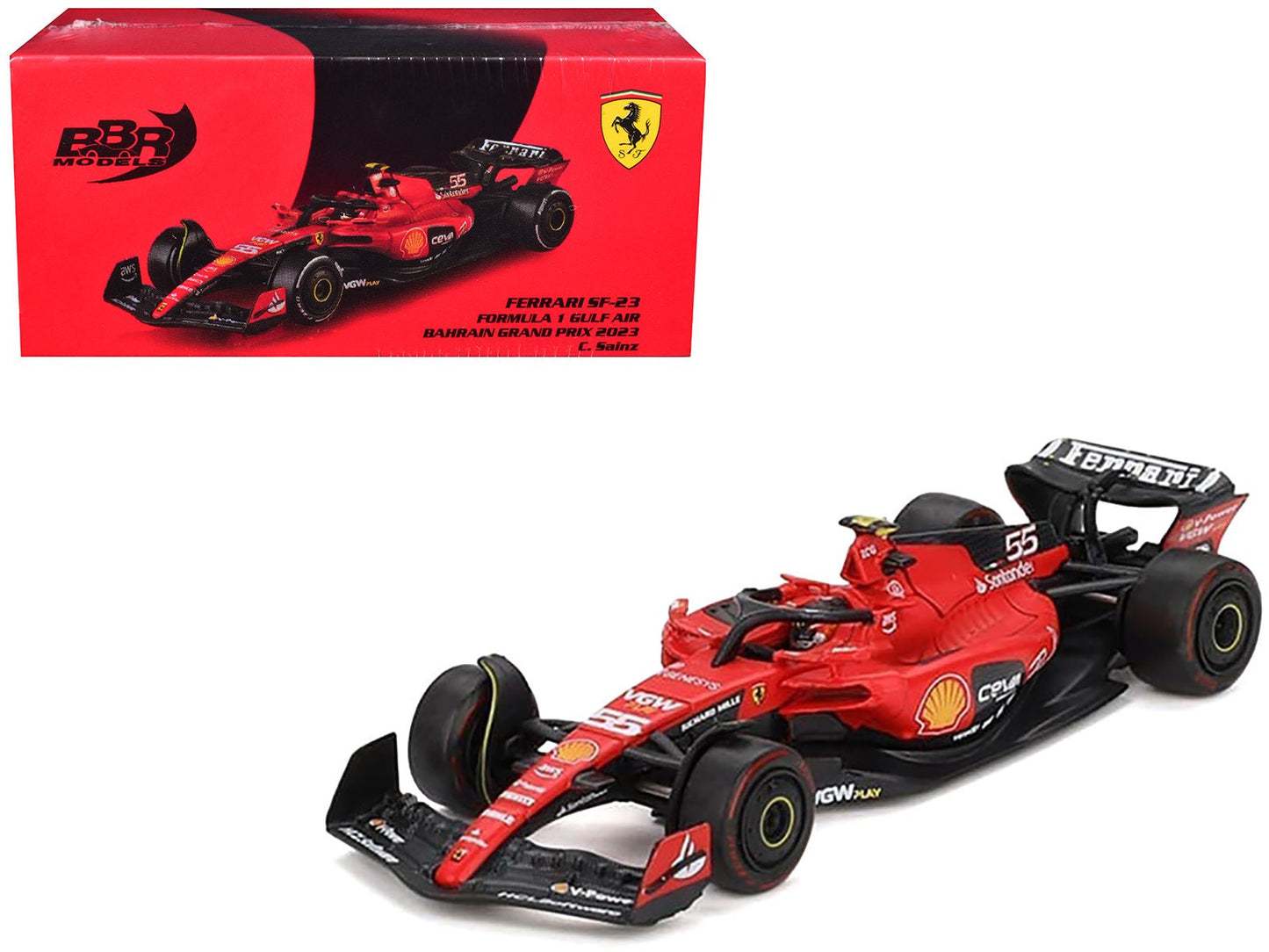 Ferrari SF-23 #55 Carlos Sainz Formula One F1 "Bahrain GP" (2023) 1/64 Diecast Model Car by BBR free shipping USA