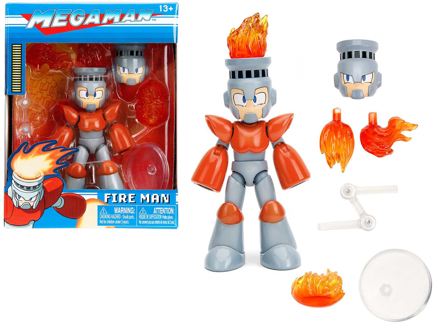 Fire Man 5.5" Moveable Figure with Accessories and Alternate Head and Hands "Mega Man" (1987) Video Game model by Jada free shipping USA