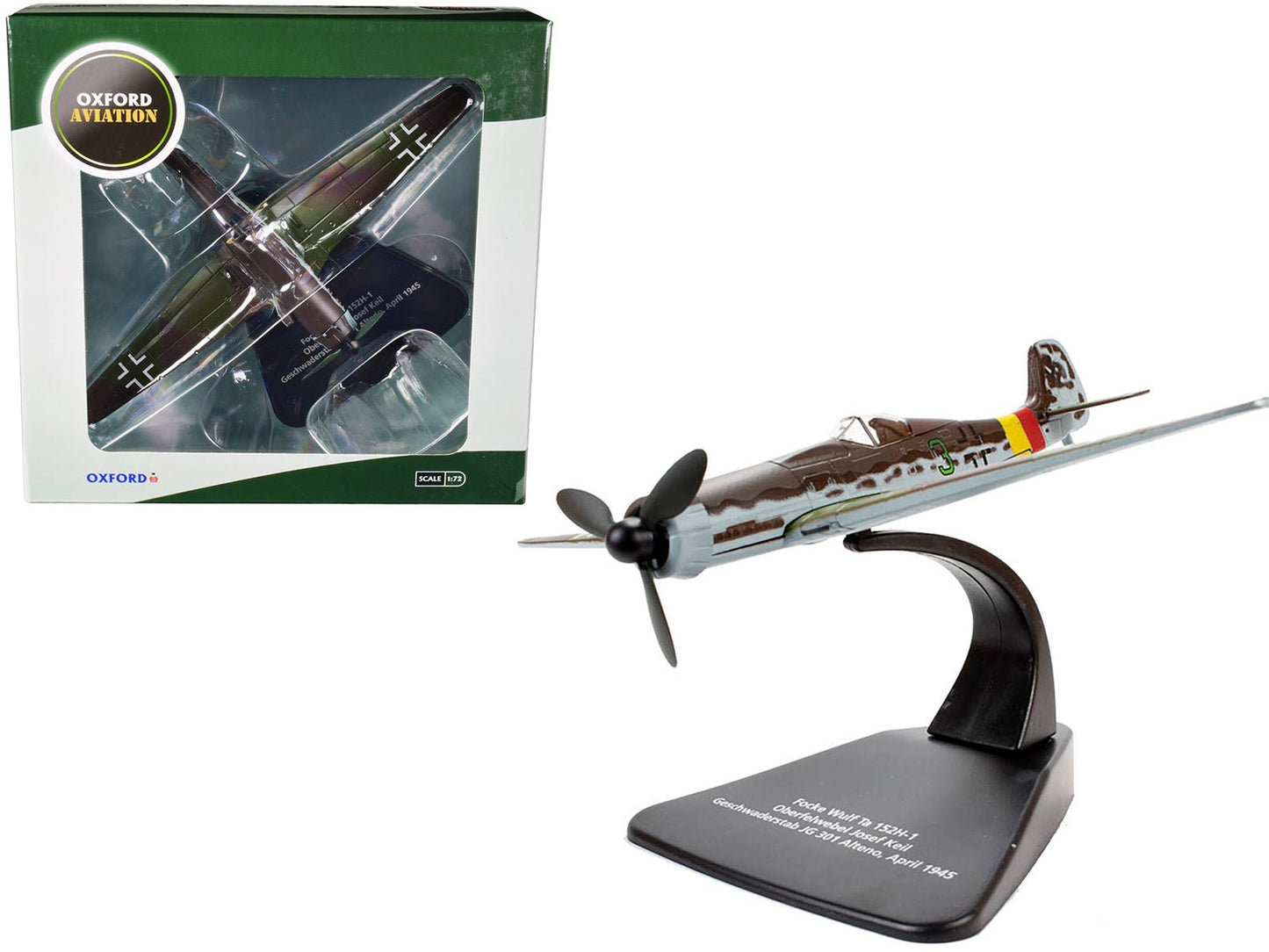 Focke-Wulf Ta 152 H-1 Fighter Plane Pilot: Oberfelwebel Josef Keil Geschwaderstab JG 301 Alteno April (1945) "Oxford Aviation" Series 1/72 Diecast Model Airplane by Oxford Diecast free shipping USA