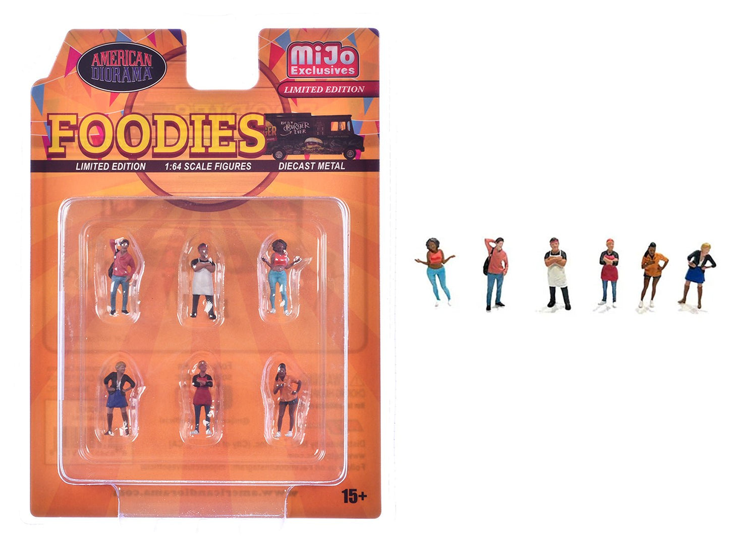 "Foodies" 6 piece Diecast Figure Set (6 Figures) Limited Edition for 1/64 Scale Models by American Diorama free shipping USA