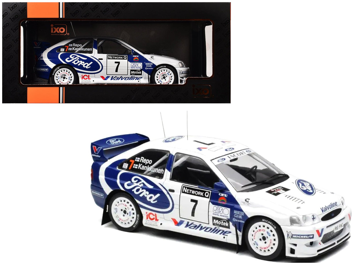 Ford Escort WRC #7 Juha Kankkunen - Juha Repo 2nd Place "RAC Rally" (1998) 1/18 Diecast Model Car by IXO Models free shipping USA