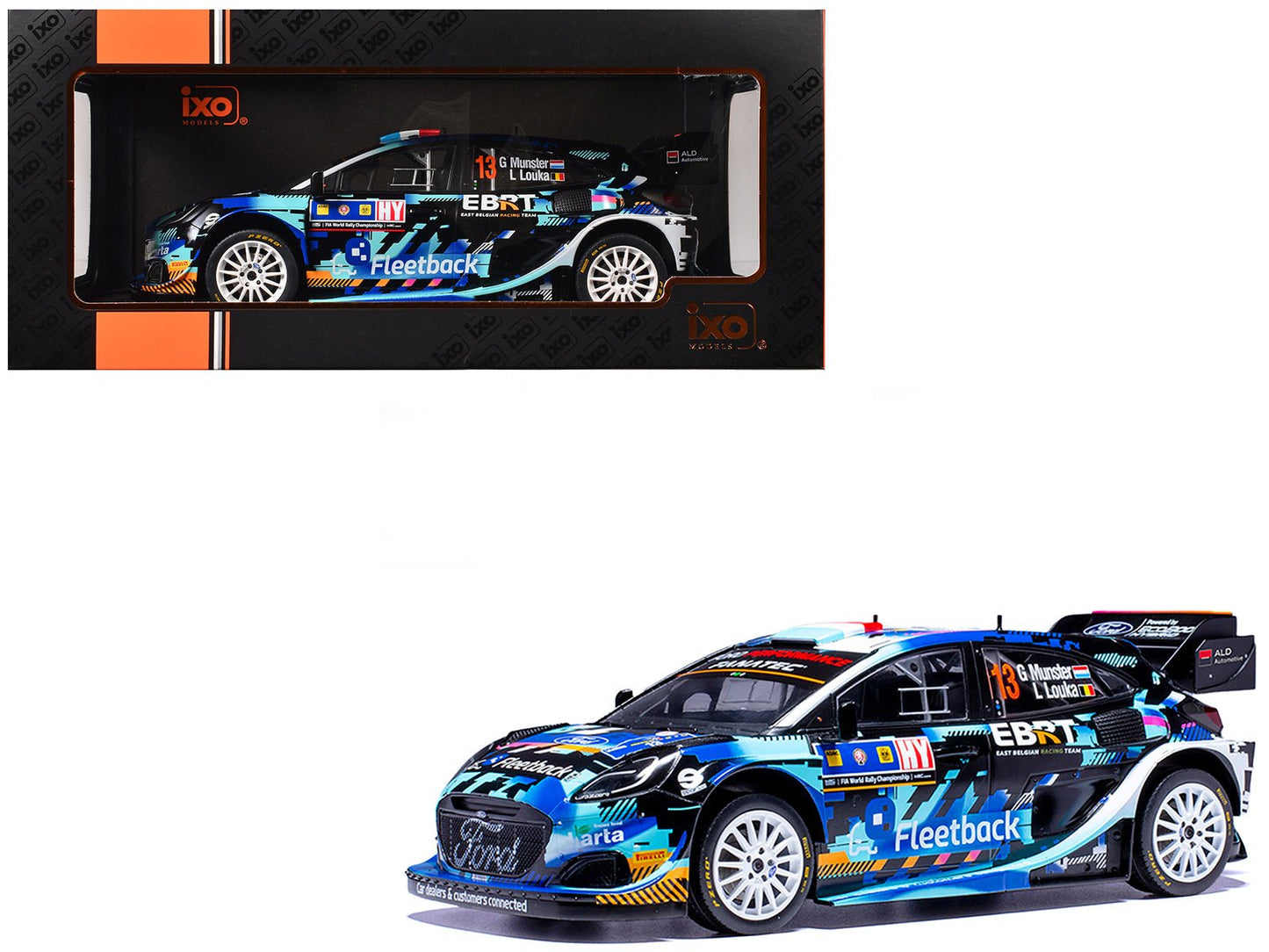 Ford Puma Rally1 #13 Gregoire Munster - Louis Louka "Central European Rally" (2023) 1/18 Diecast Model Car by IXO Models free shipping USA