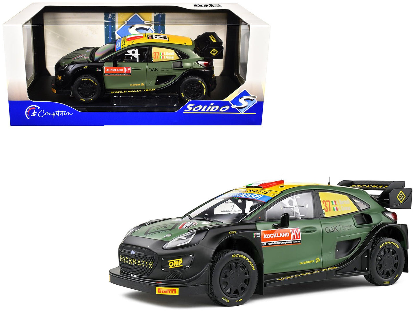 Ford Puma Rally1 Hybrid #37 Lorenzo Bertelli - Lorenzo Granai "Rally New Zealand" (2022) "Competition" Series 1/18 Diecast Model Car by Solido free shipping USA