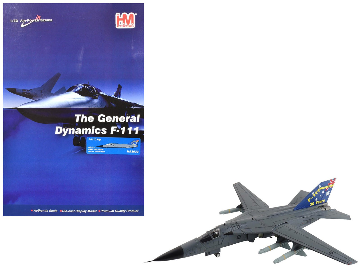 General Dynamics F-111C Pig Aircraft "A8-131 F-111 Operations 30th Anniversary" (2003) Royal Australian Air Force "Air Power Series" 1/72 Diecast Model by Hobby Master free shipping USA